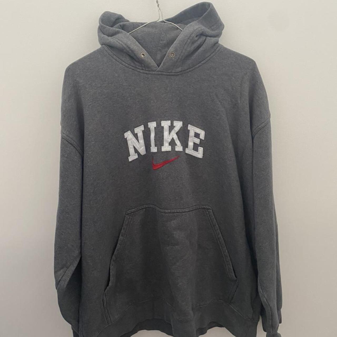 Nike Men's Grey and Red Hoodie | Depop