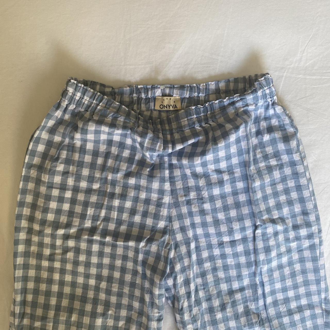 Studio Onyva “Anna” pants in blue gingham High... - Depop