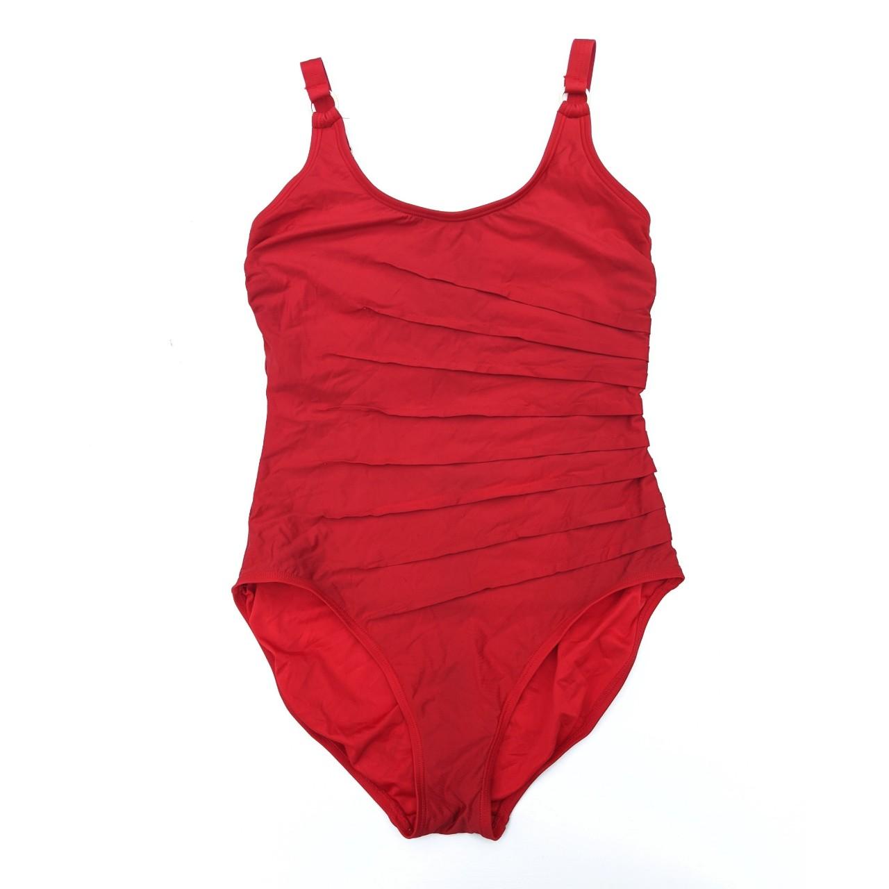 Calvin Klein Women's Red Swimsuitonepiece Depop