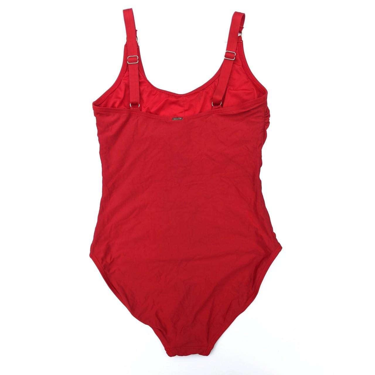 Calvin Klein Womens Red Swimsuit One Piece Depop