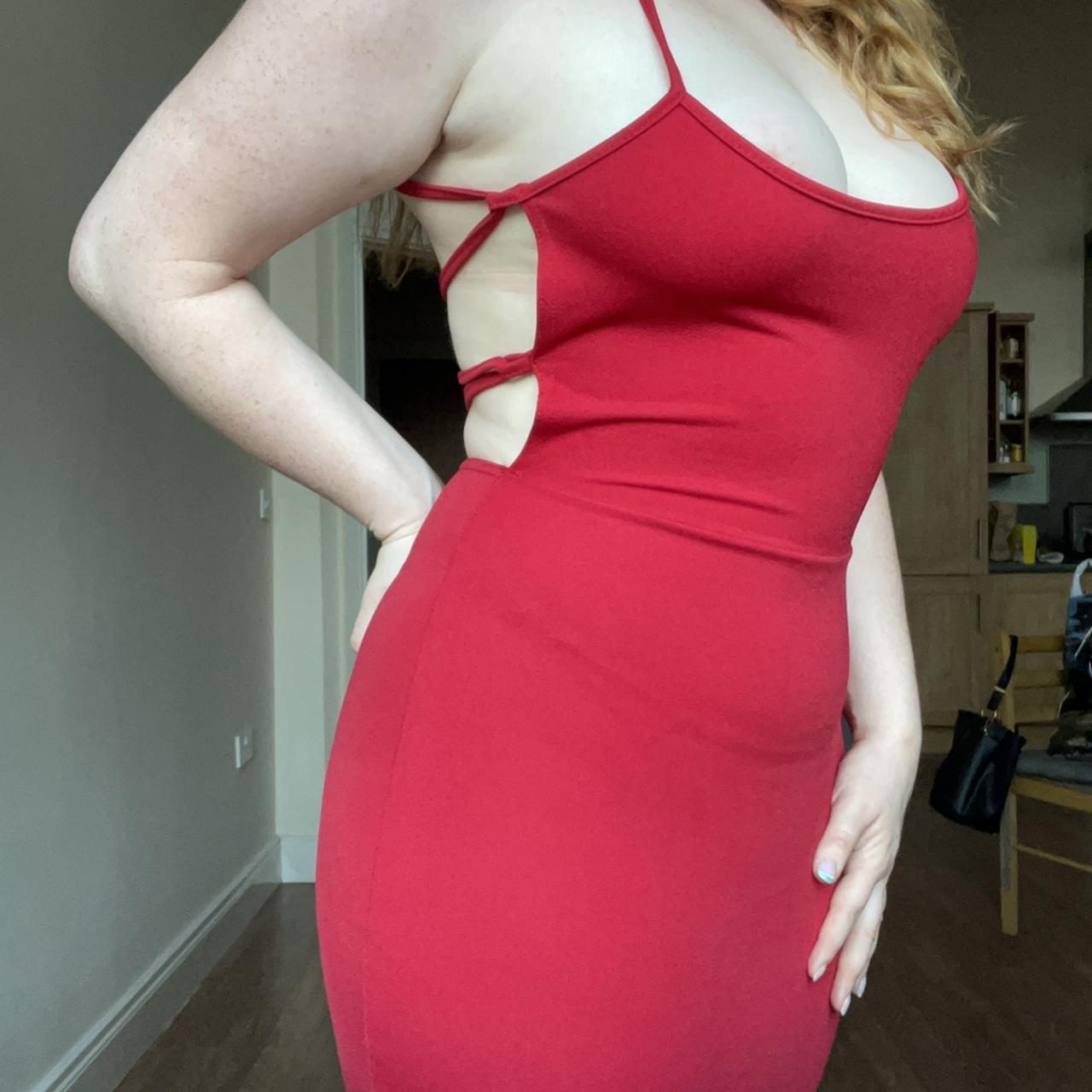 boohoo red shirt dress