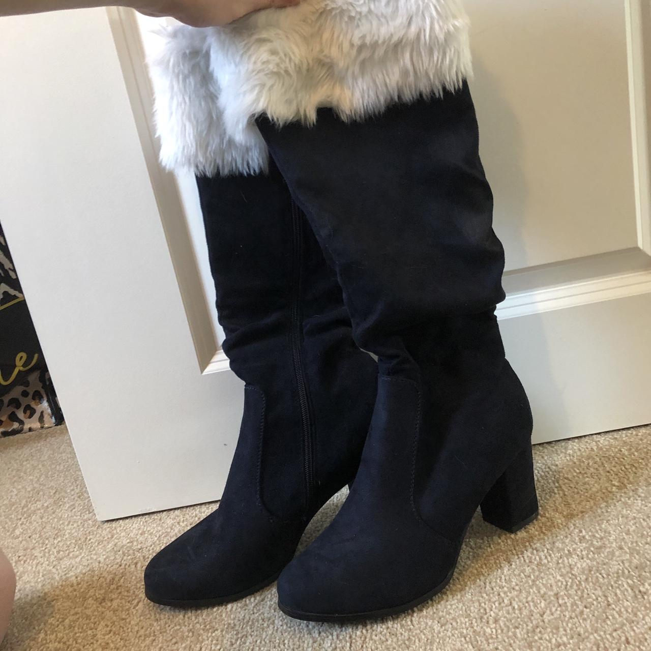 navy suede boots knee high
