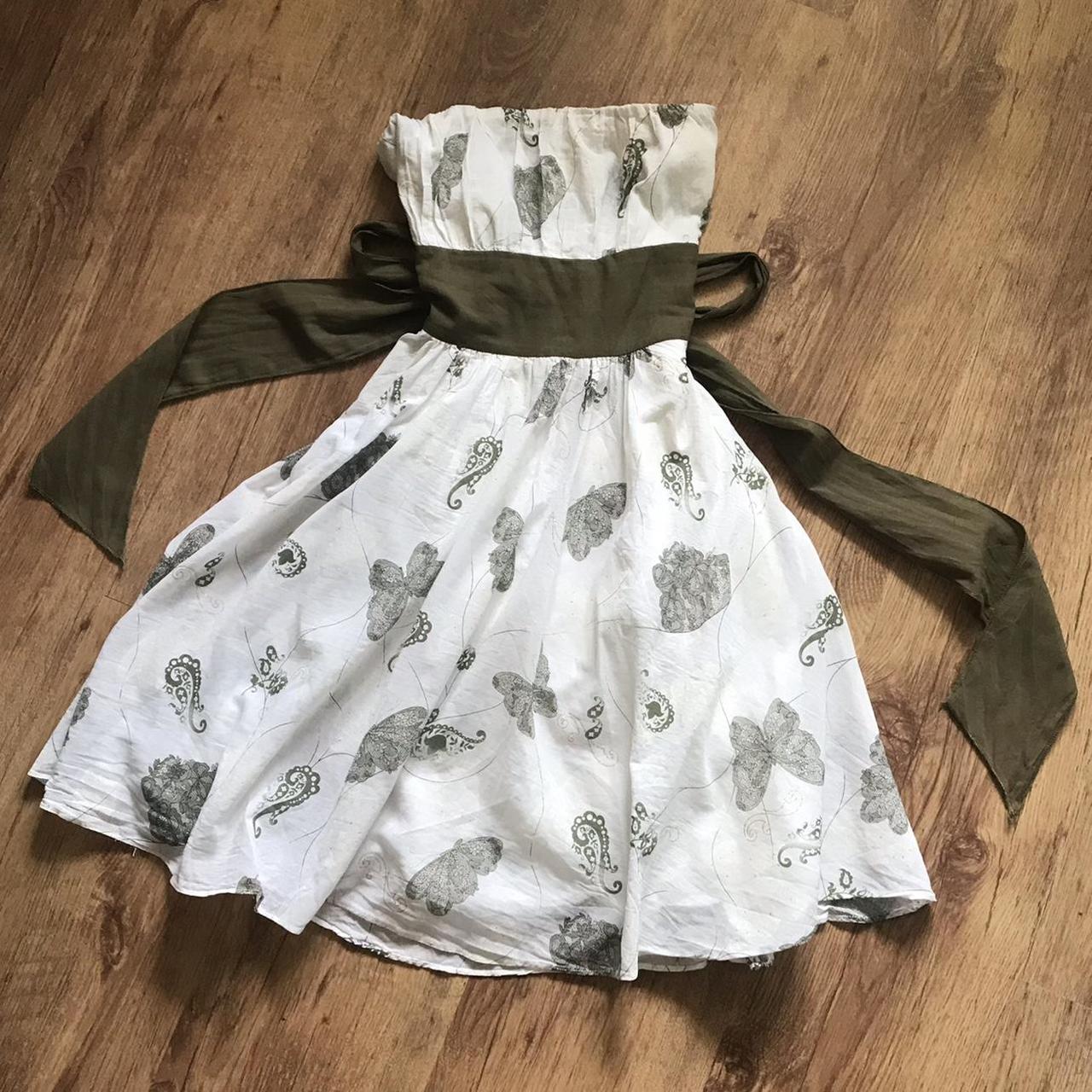 QED London Women's White and Khaki Dress Depop