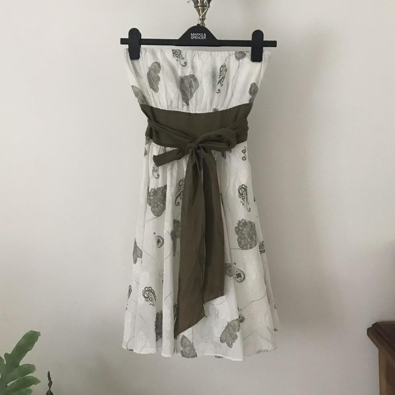 QED London Women's White and Khaki Dress Depop