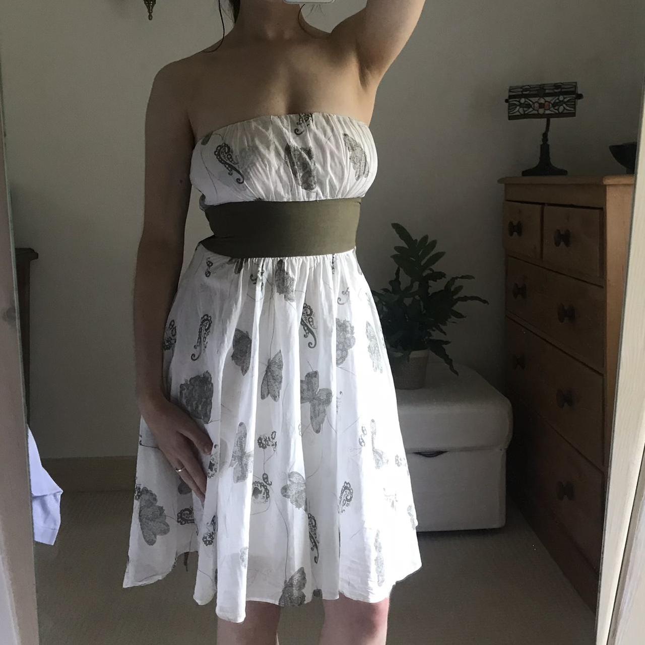 QED London Women's White and Khaki Dress Depop