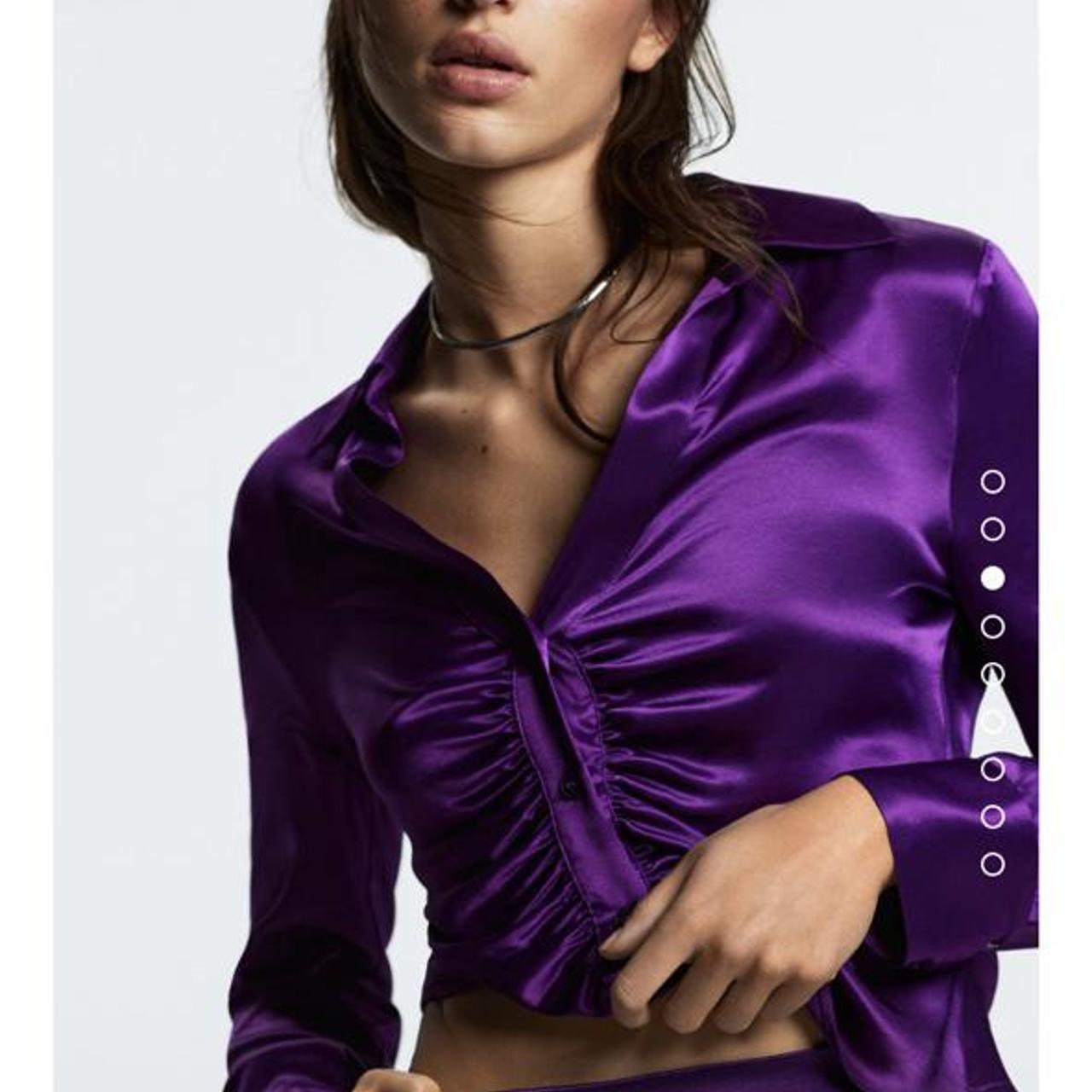 zara purple satin shirt