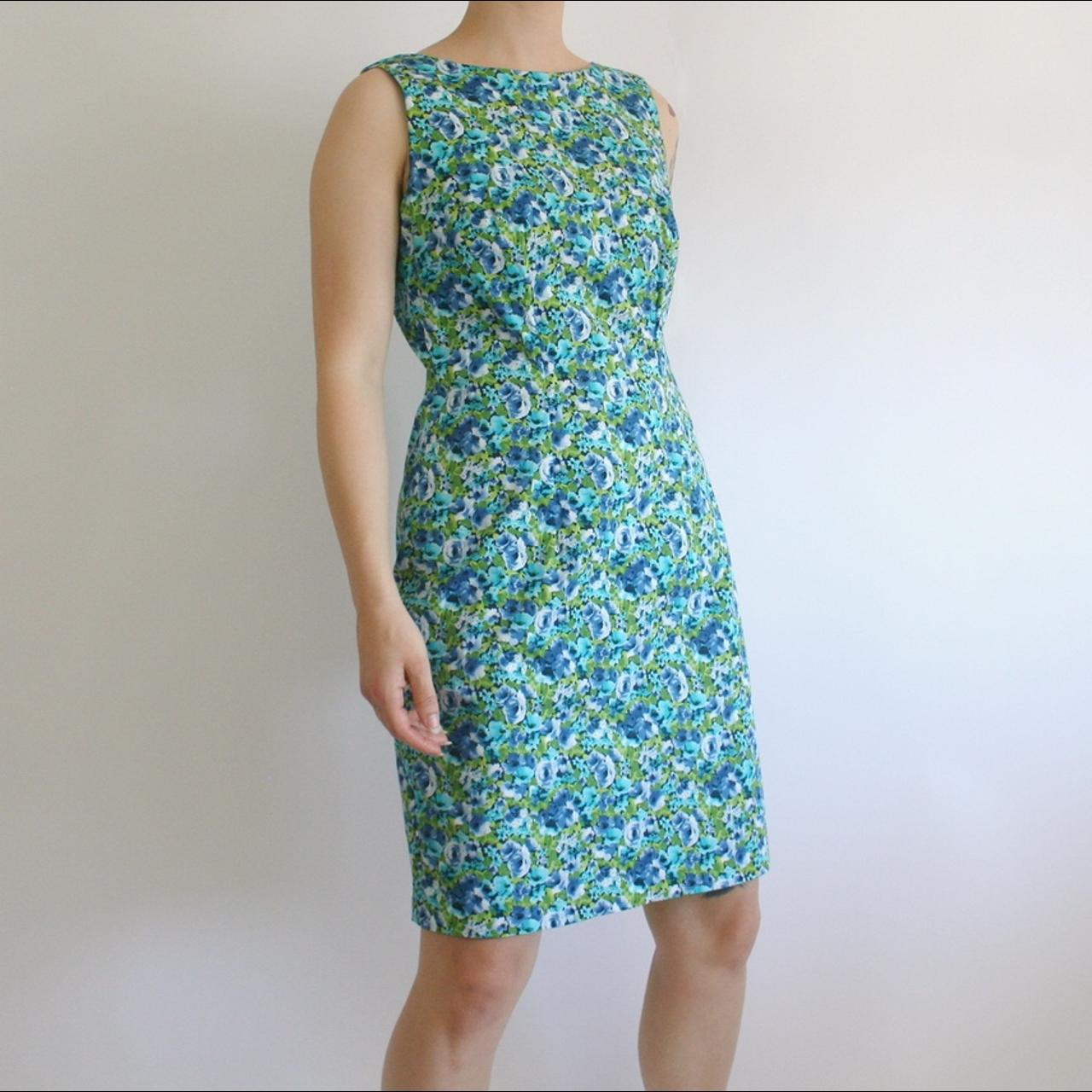 Vintage 1990s Floral Print Sleeveless Cotton Dress factory