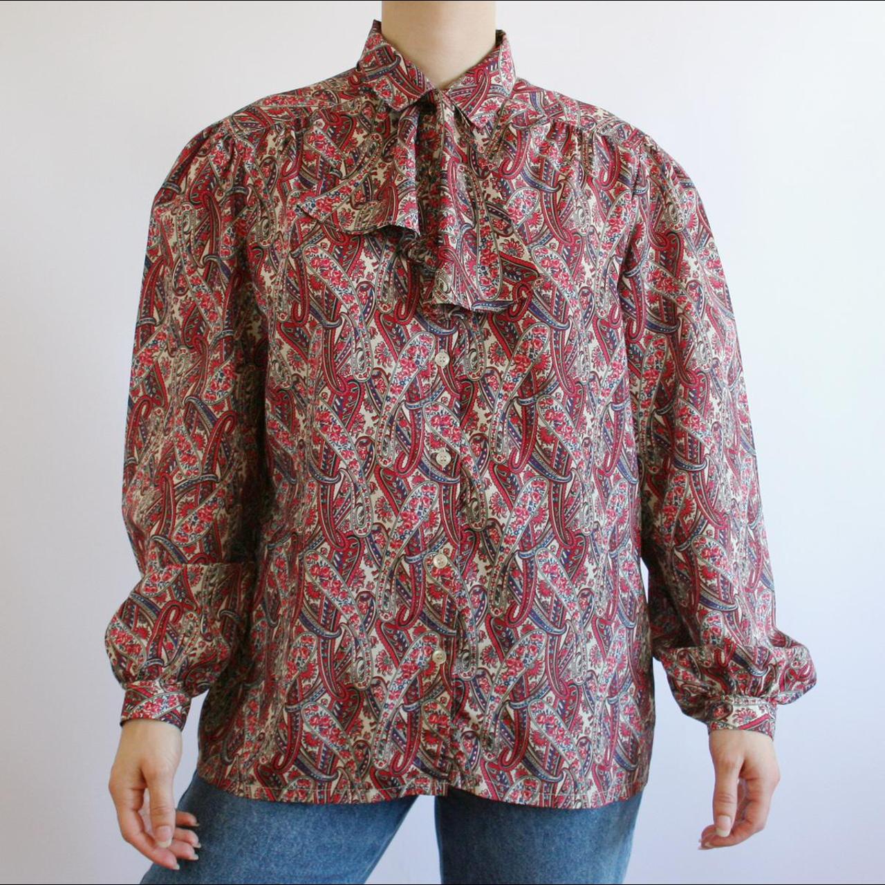 Vintage floral paisley print psychedelic oversized... - Depop