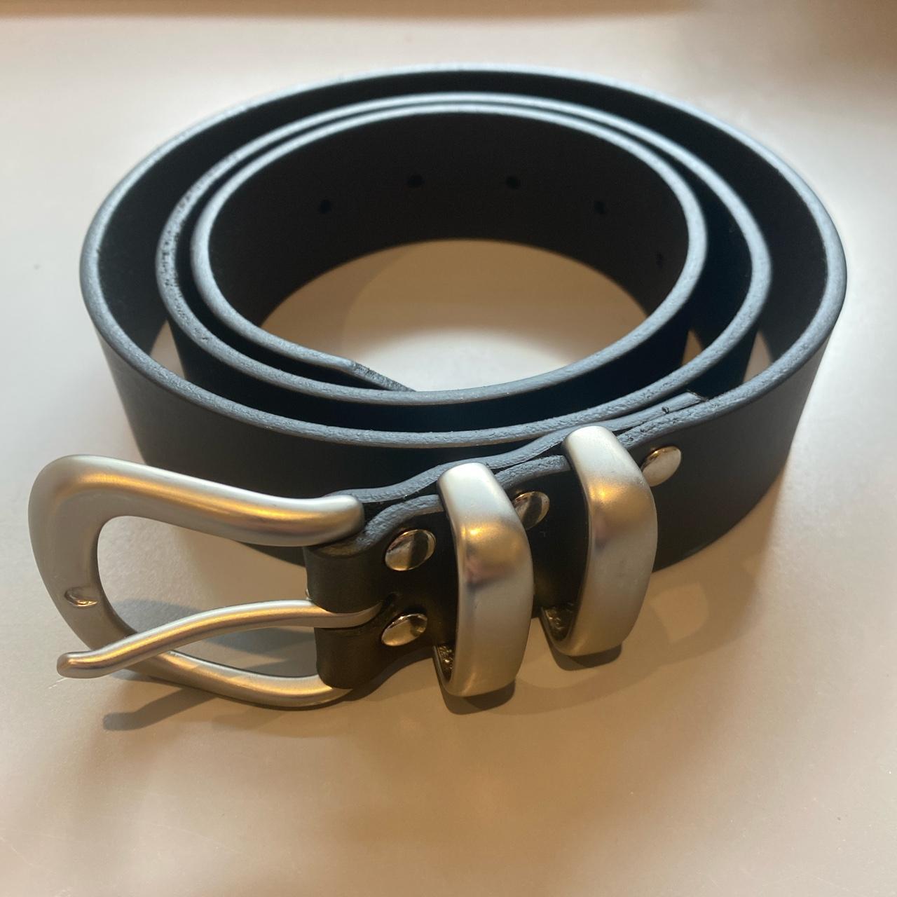 Men's Black and Silver Belt | Depop