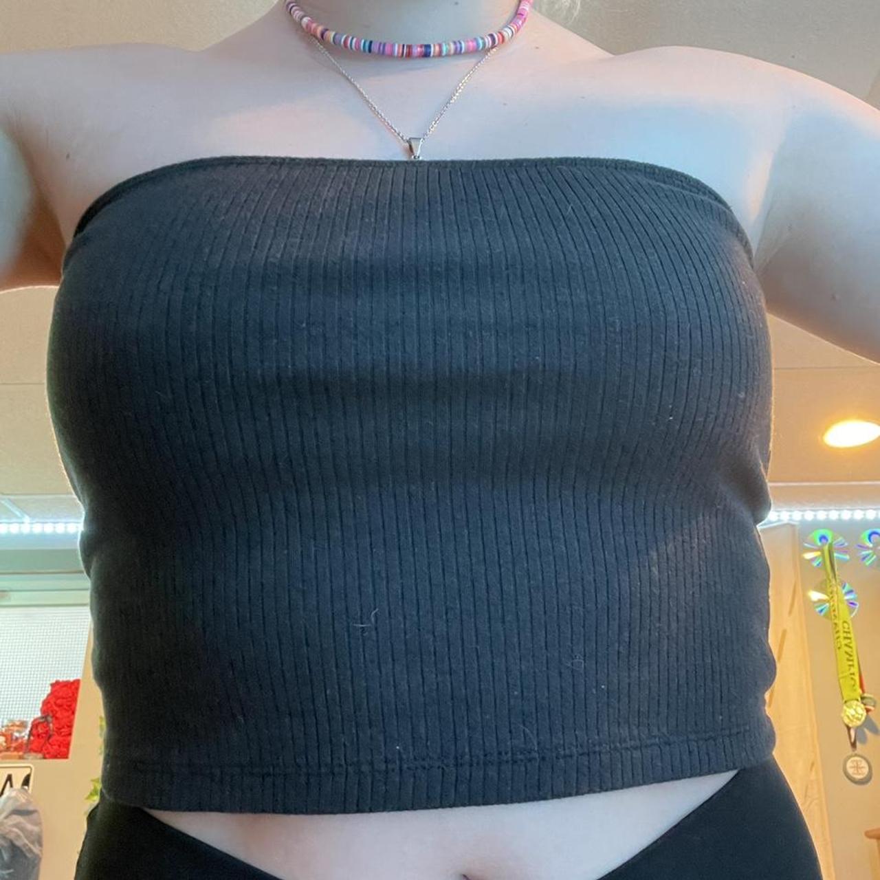 solid black ribbed Hollister tube top size m Depop