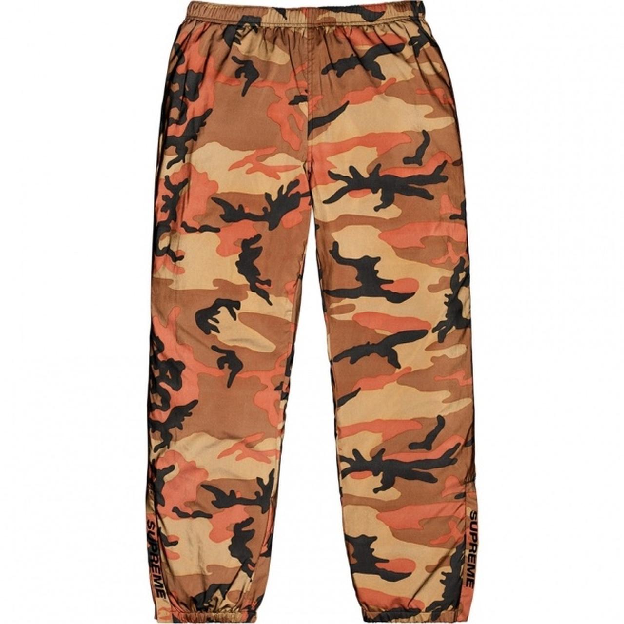 Supreme reflective camo pants. Orange. Large.