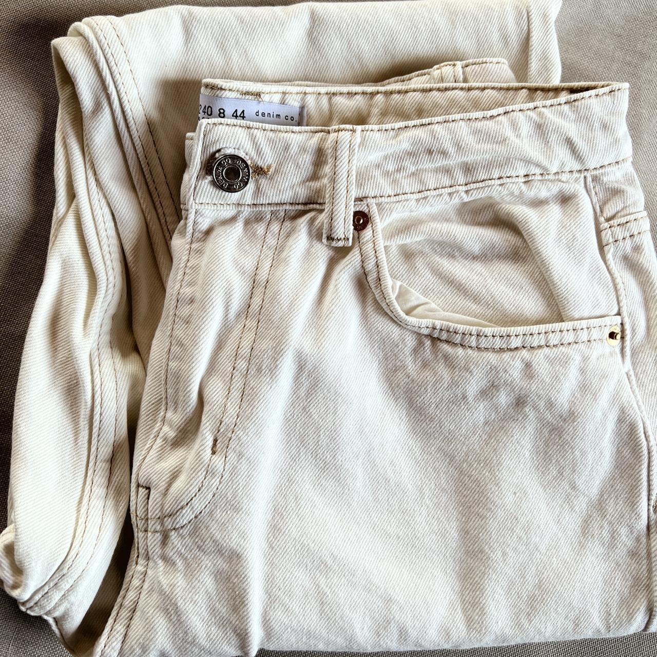 Primark Ecru Straight Leg Jeans Size 12 Washed but... Depop