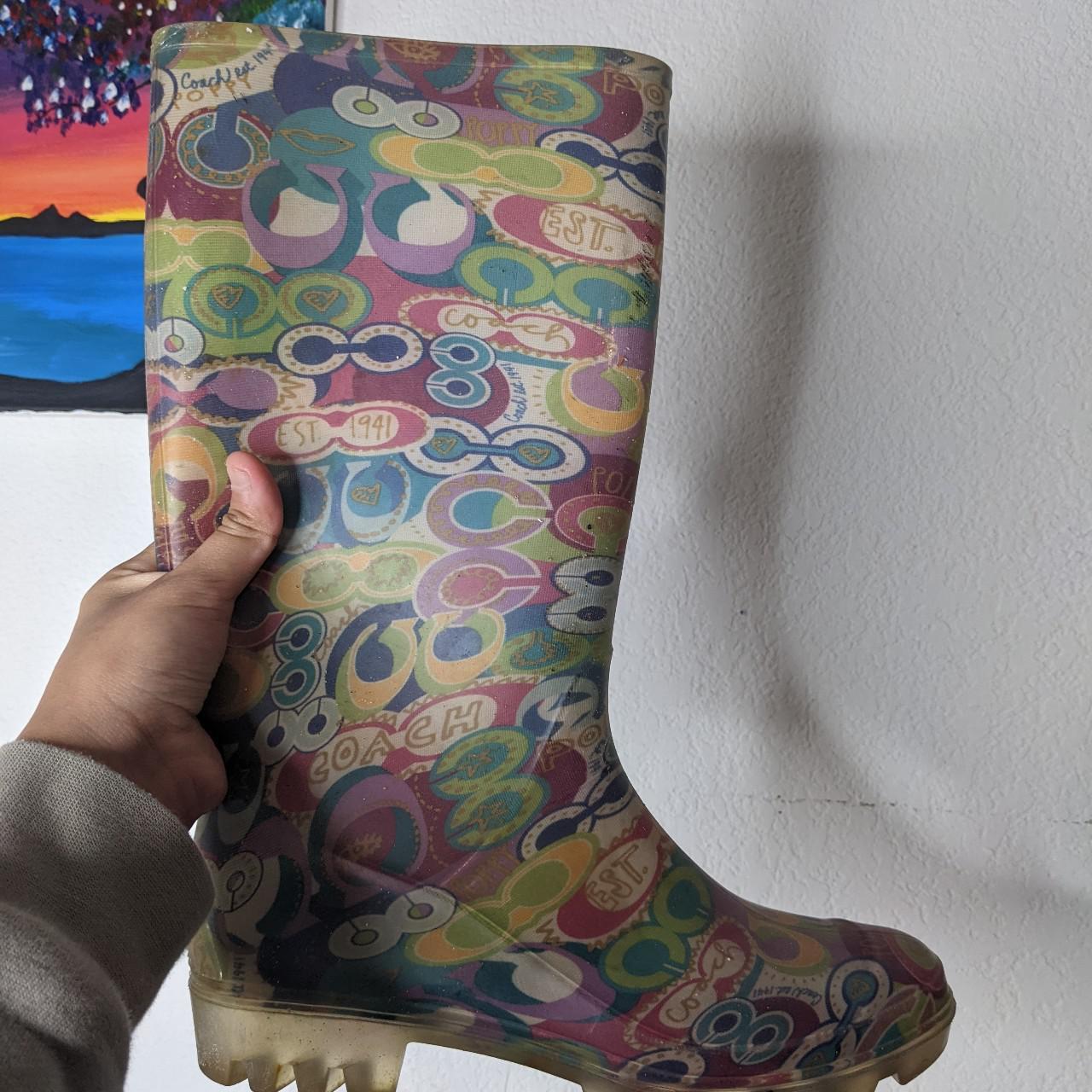 coach rain boots colorful