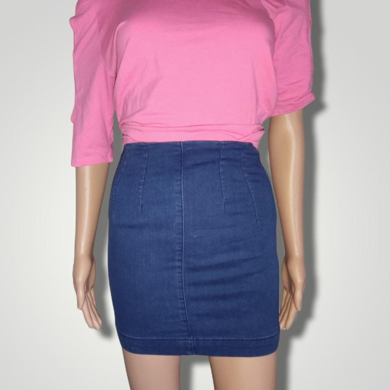 blue denim highwaist pencil skirt Size UK irl 6 ,... - Depop