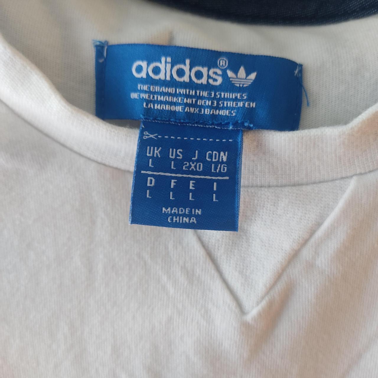 White Adidas mens size large tshirt with pocket at... - Depop