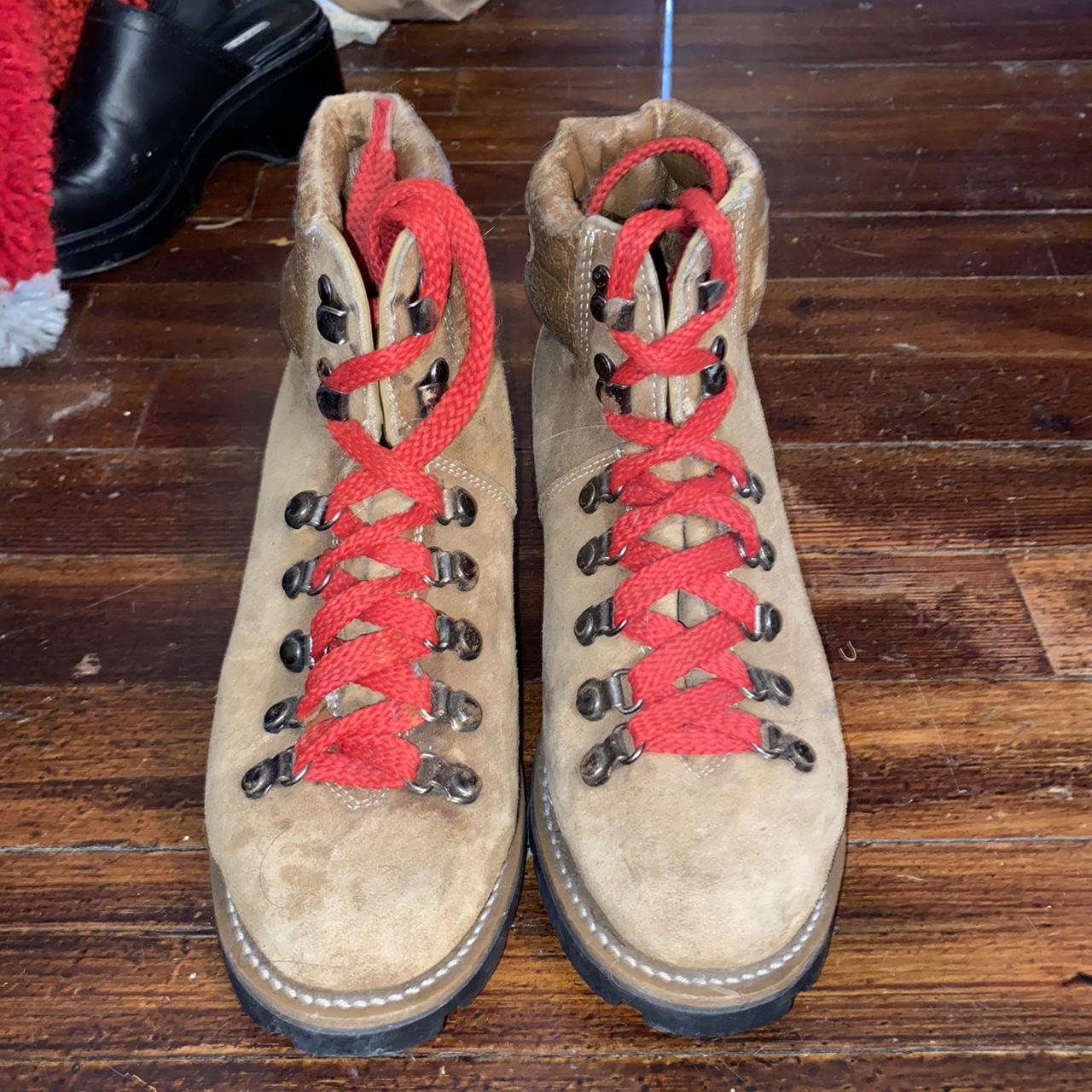 1980 hiking boots with red laces