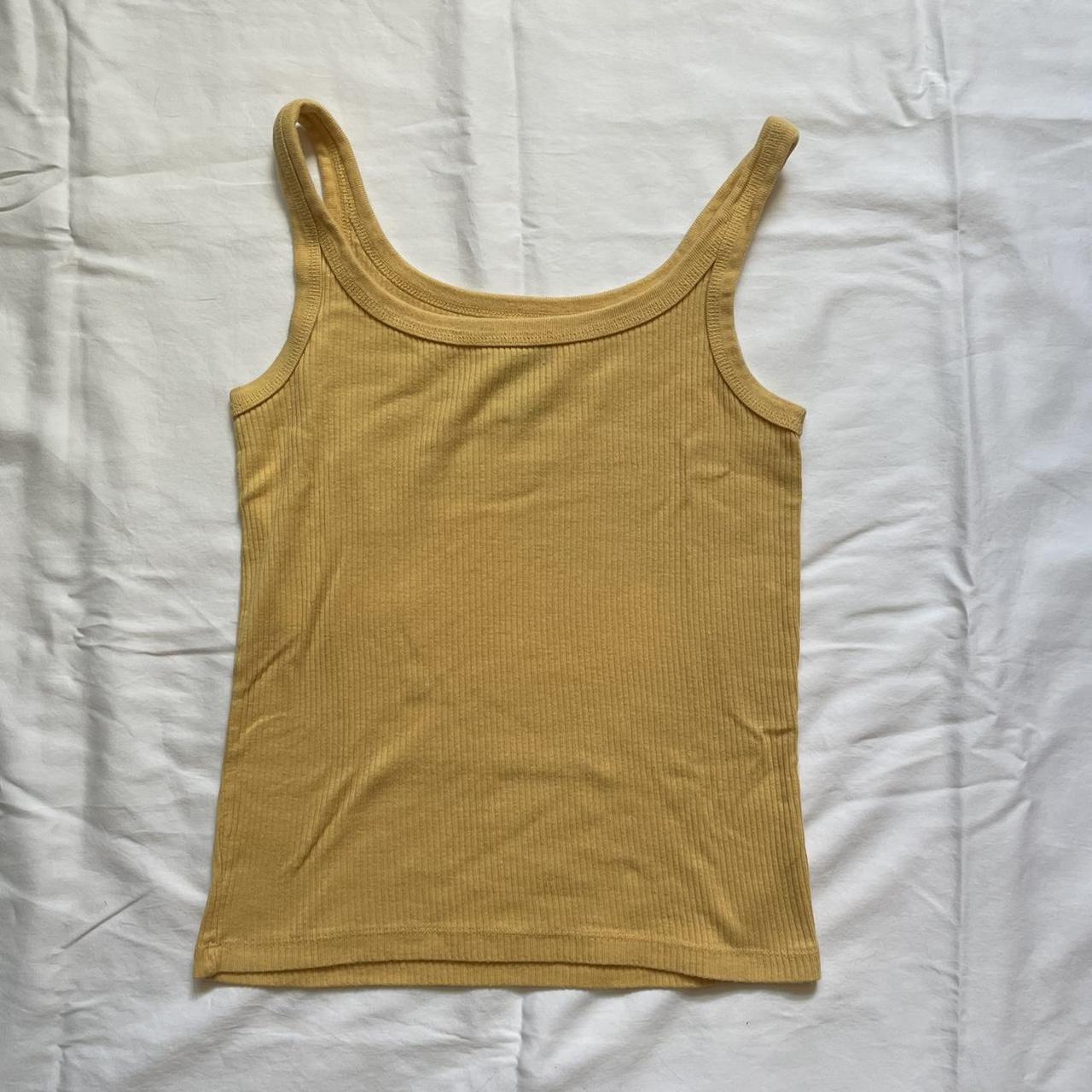 Yellow ribbed cotton tank top from 00’s Abercrombie... - Depop