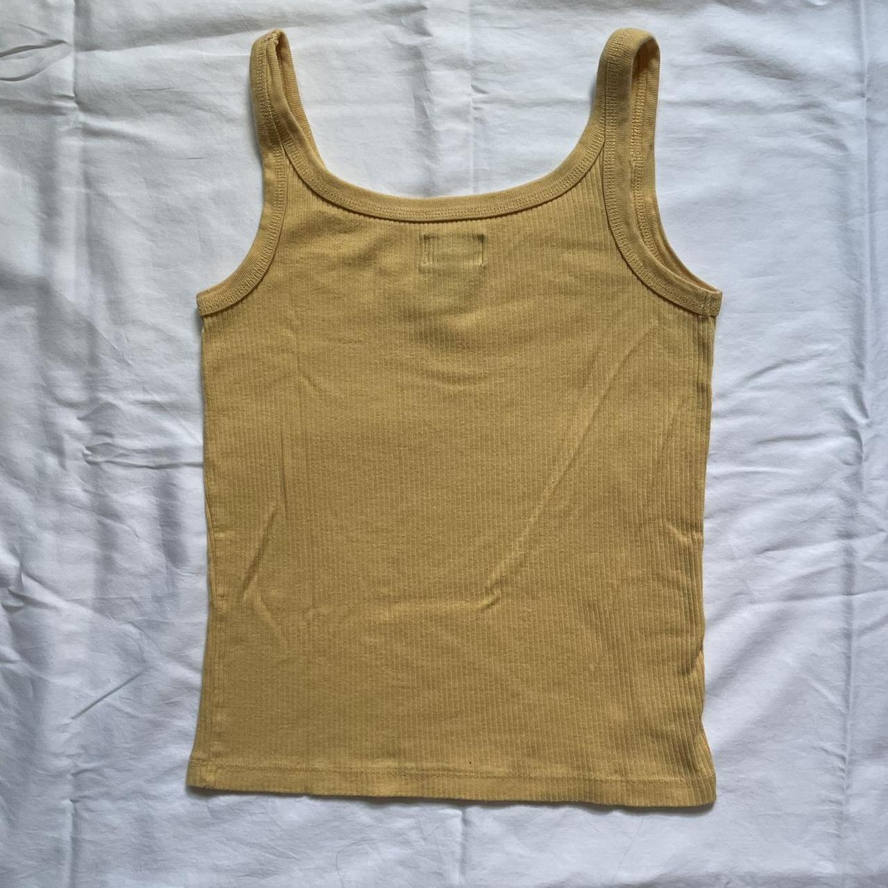 Yellow ribbed cotton tank top from 00’s Abercrombie... - Depop