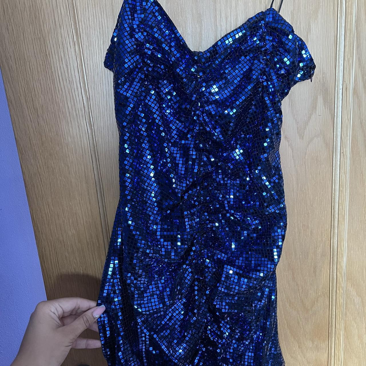 Fitted sparkly blue Zara dress Worn for 2/3 hours... Depop