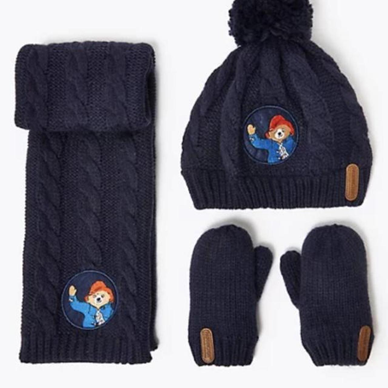 Marks And Spencer Kids Hat And Glove Set Boys Teddy Hat Age 18-36months 