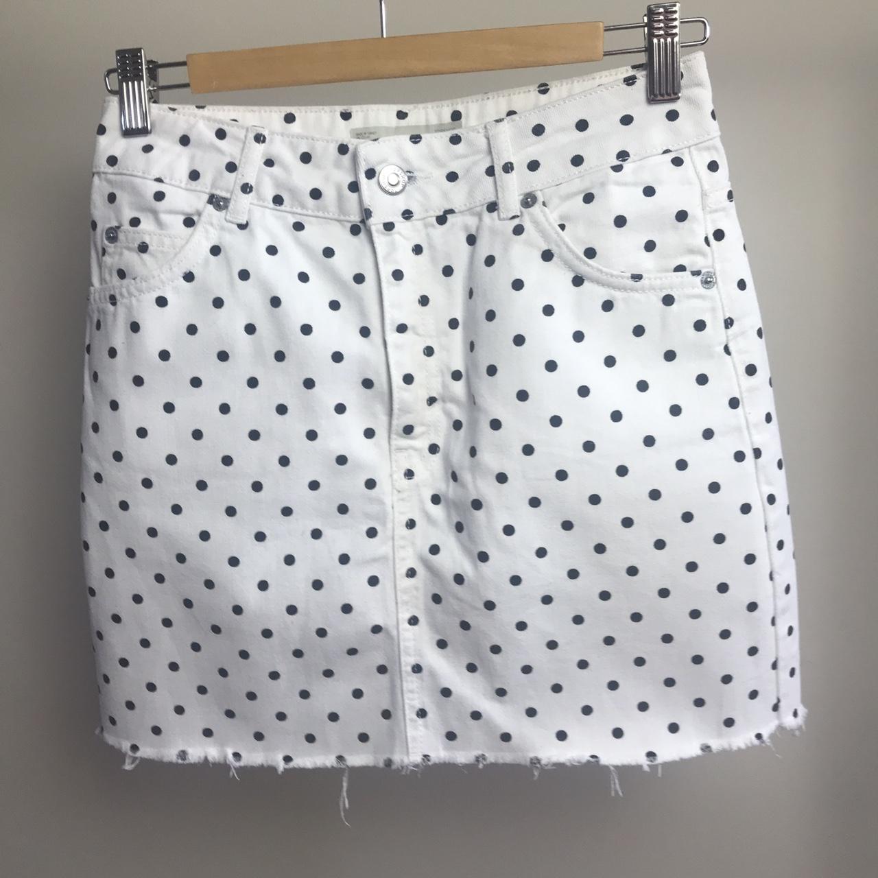 Polka dot shop denim skirt topshop