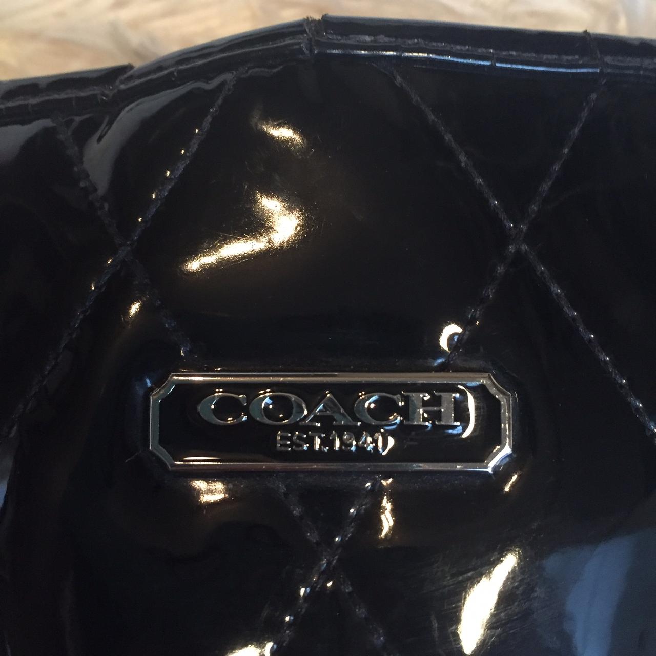 Black patent leather online coach bag