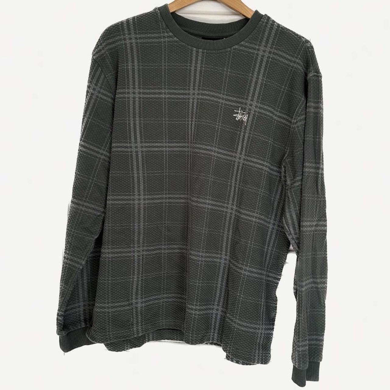 Stüssy Green Discharged Plaid Waffle T-Shirt, size XL...