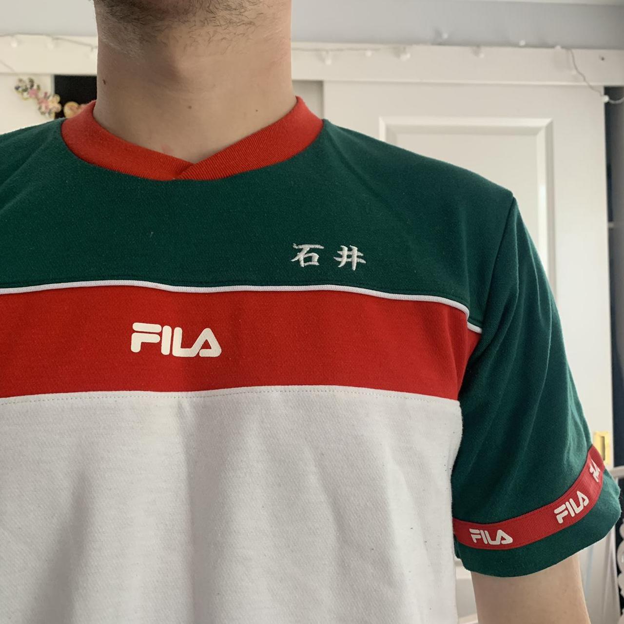 Green and red fila on sale shirt