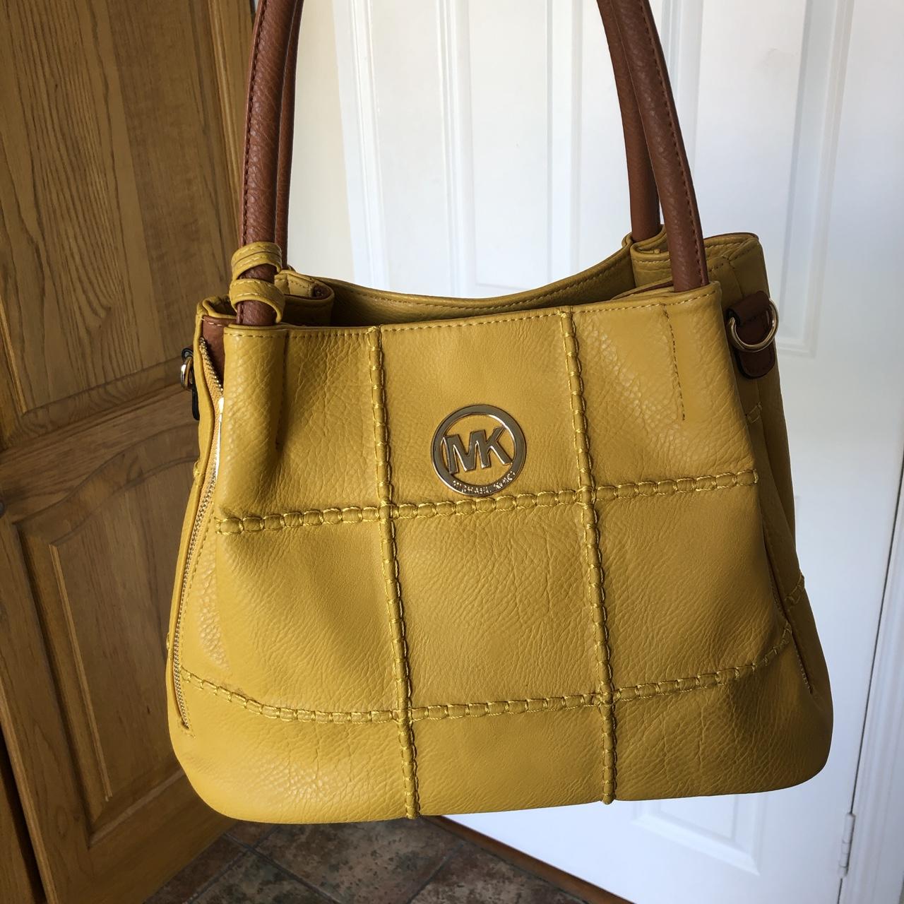 Michael Kors Voyager Large East West Tote Bag Pebbled Leather Marigold  Yellow  eBay