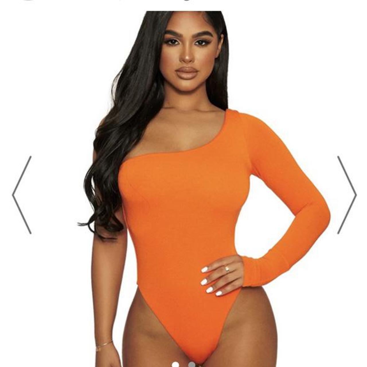Orange Naked Wardrobe Out of your league bodysuit - Depop