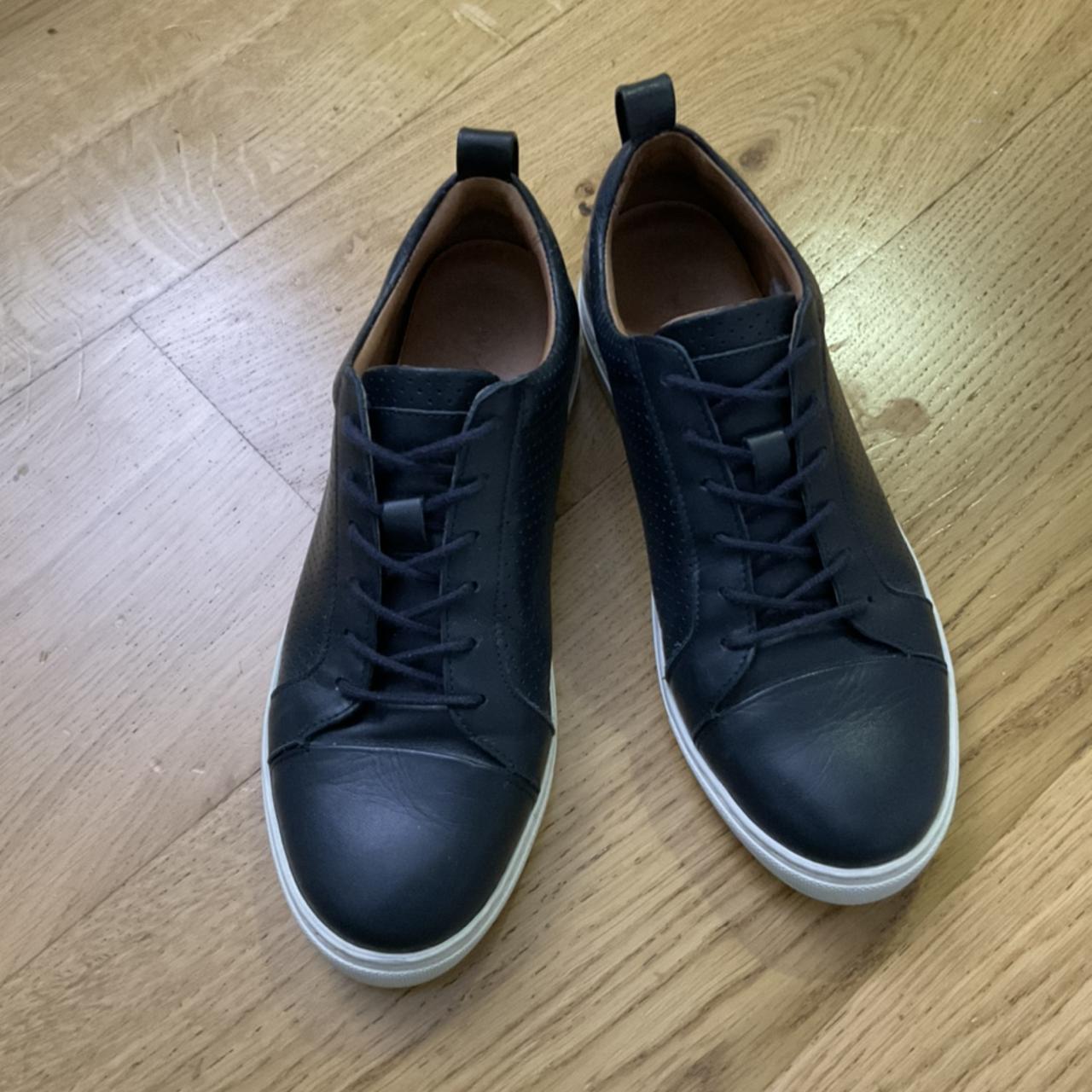 Whistle Koki Navy Leather trainer Used with Depop