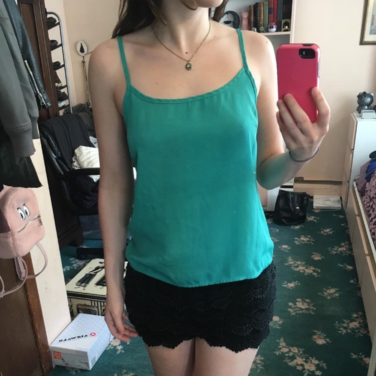 new-look-green-chiffon-tank-top-uk8-us4-good-depop