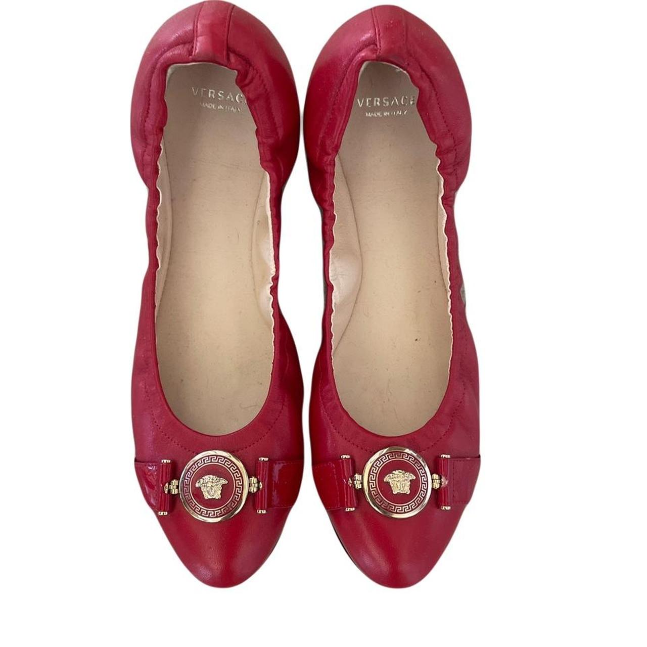 Versace Women's Red and Gold Balletshoes Depop