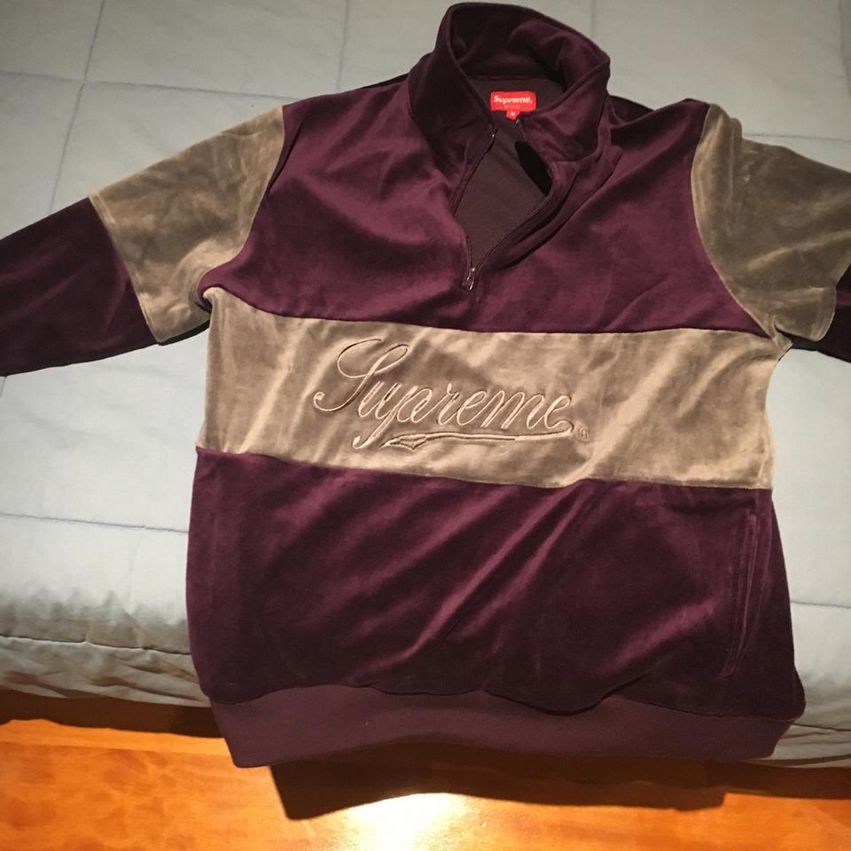 Supreme Velour Half Zip Pullover Purple Size: M 100€... - Depop