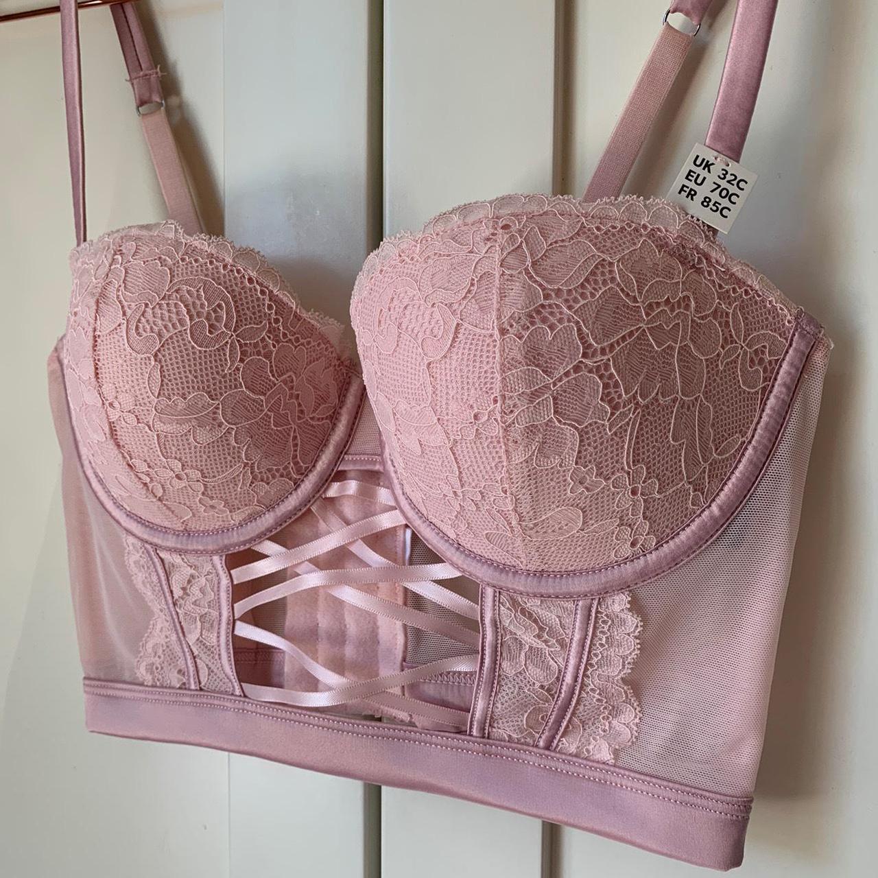 TOPSHOP UNLINED LACE BRA, BLUSH PINK, 34D FREE - Depop