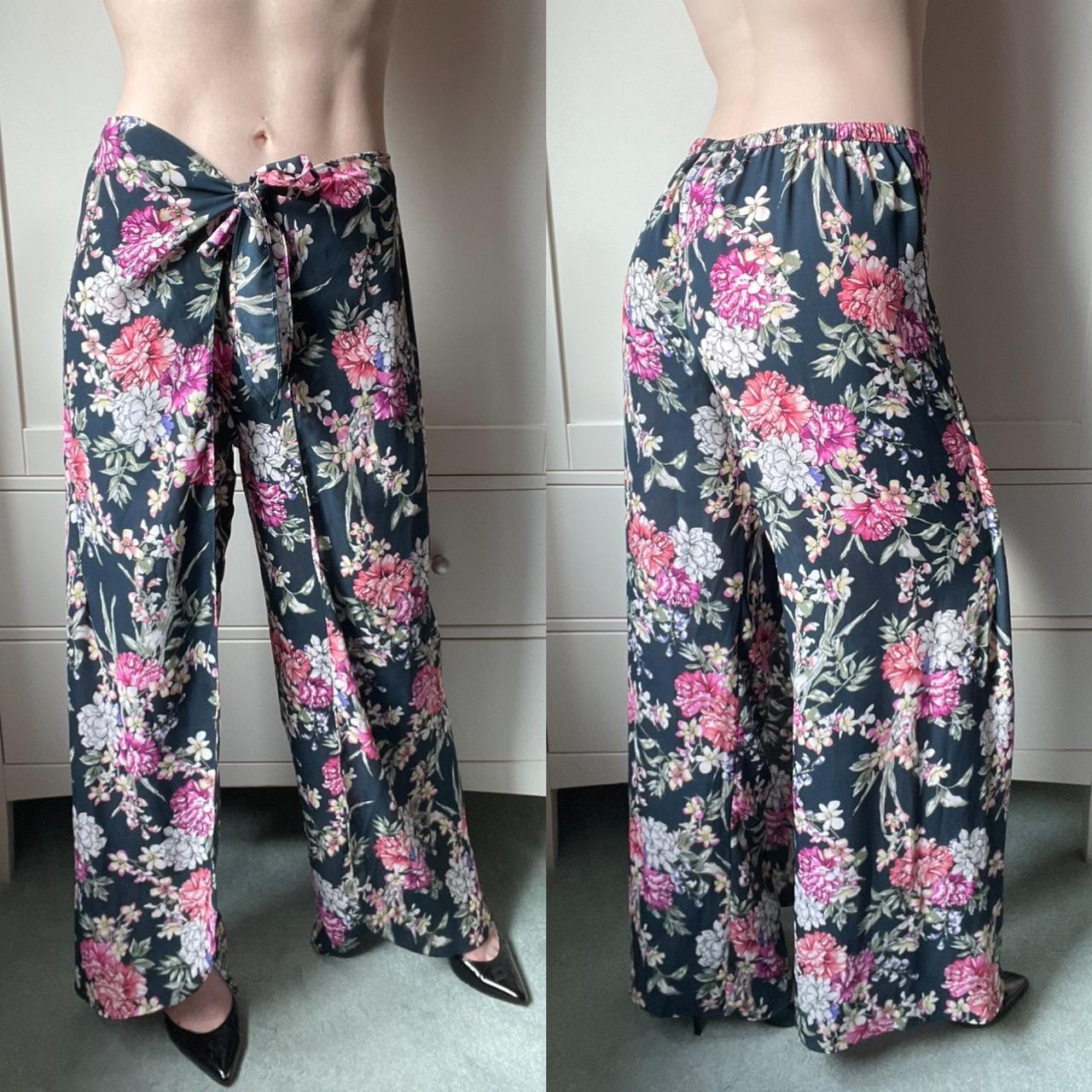 Super luxe floral printed chiffon pyjama pants.... - Depop