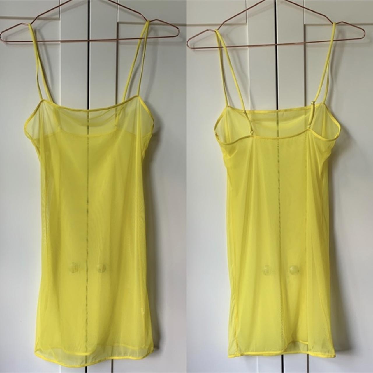 Amazing yellow sheer mesh mini dress. Looks amazing... - Depop