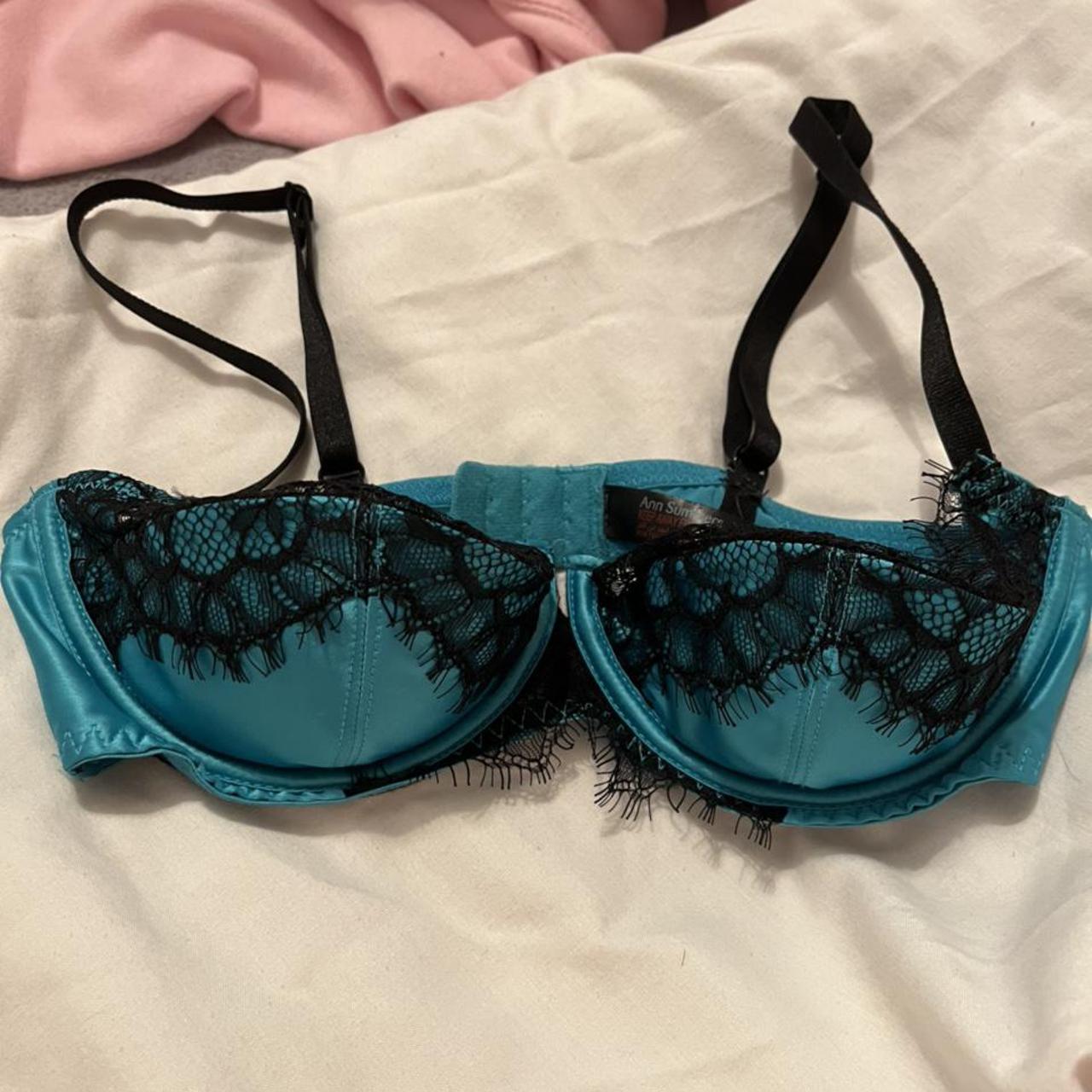 Ann Summers Women's Blue and Black Bra | Depop