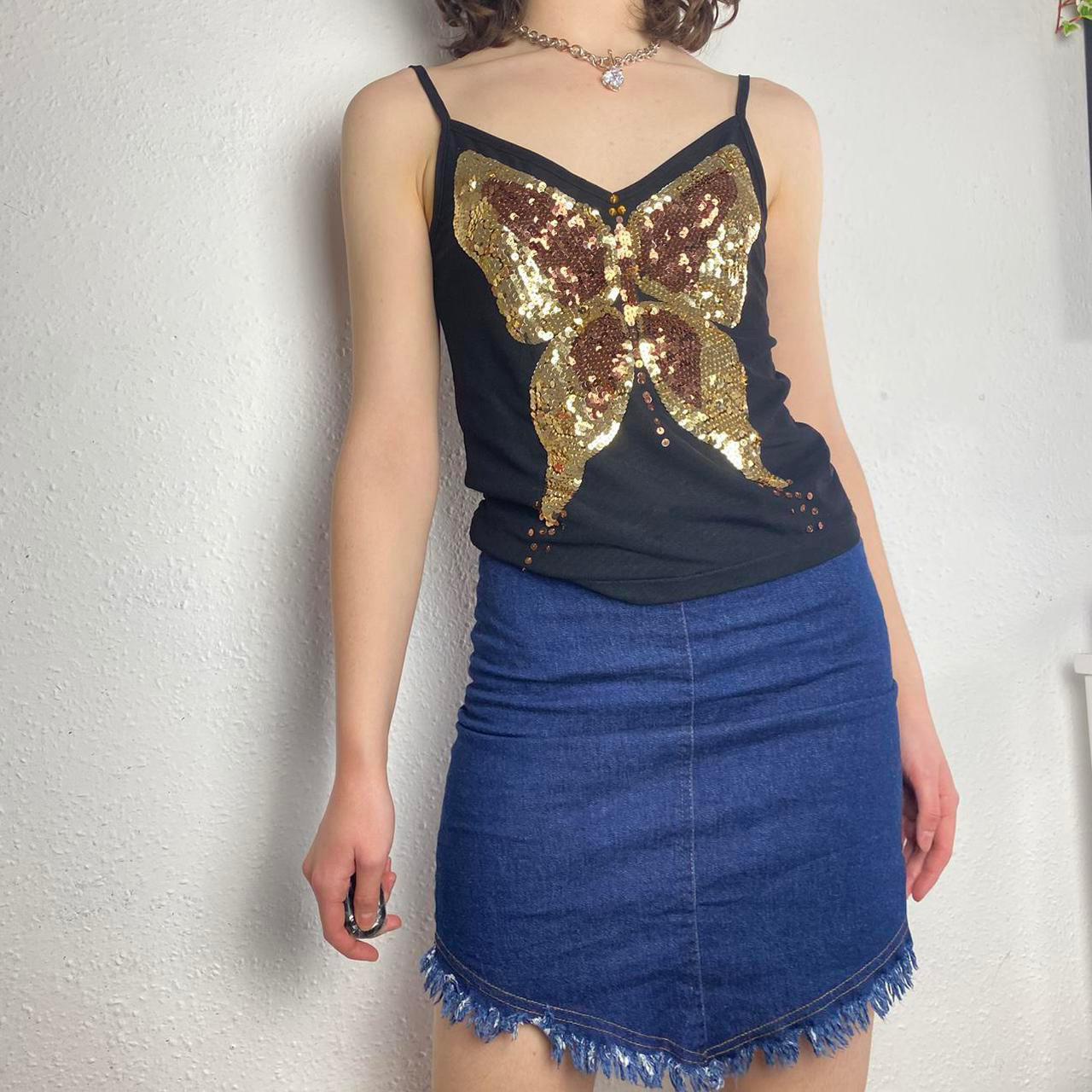Women's Black and Gold Vest Depop