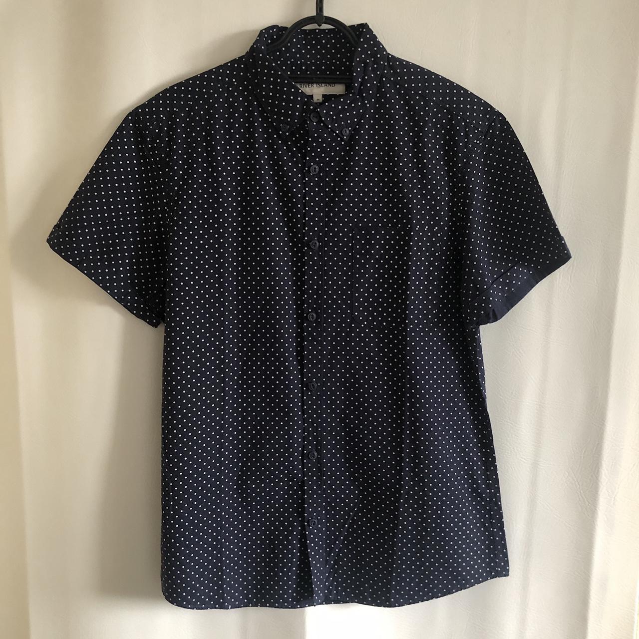 Mens shirt Made by River Island Navy blue with... - Depop