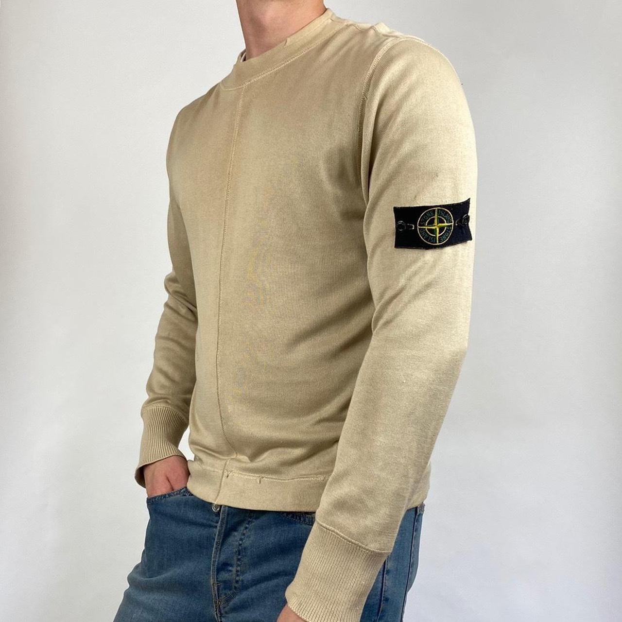 beige stone island jumper