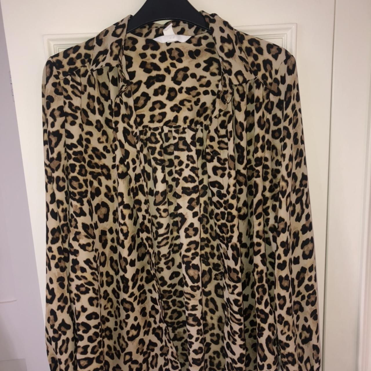 H&M leapord print shirt, very comfy, size UK10,... - Depop