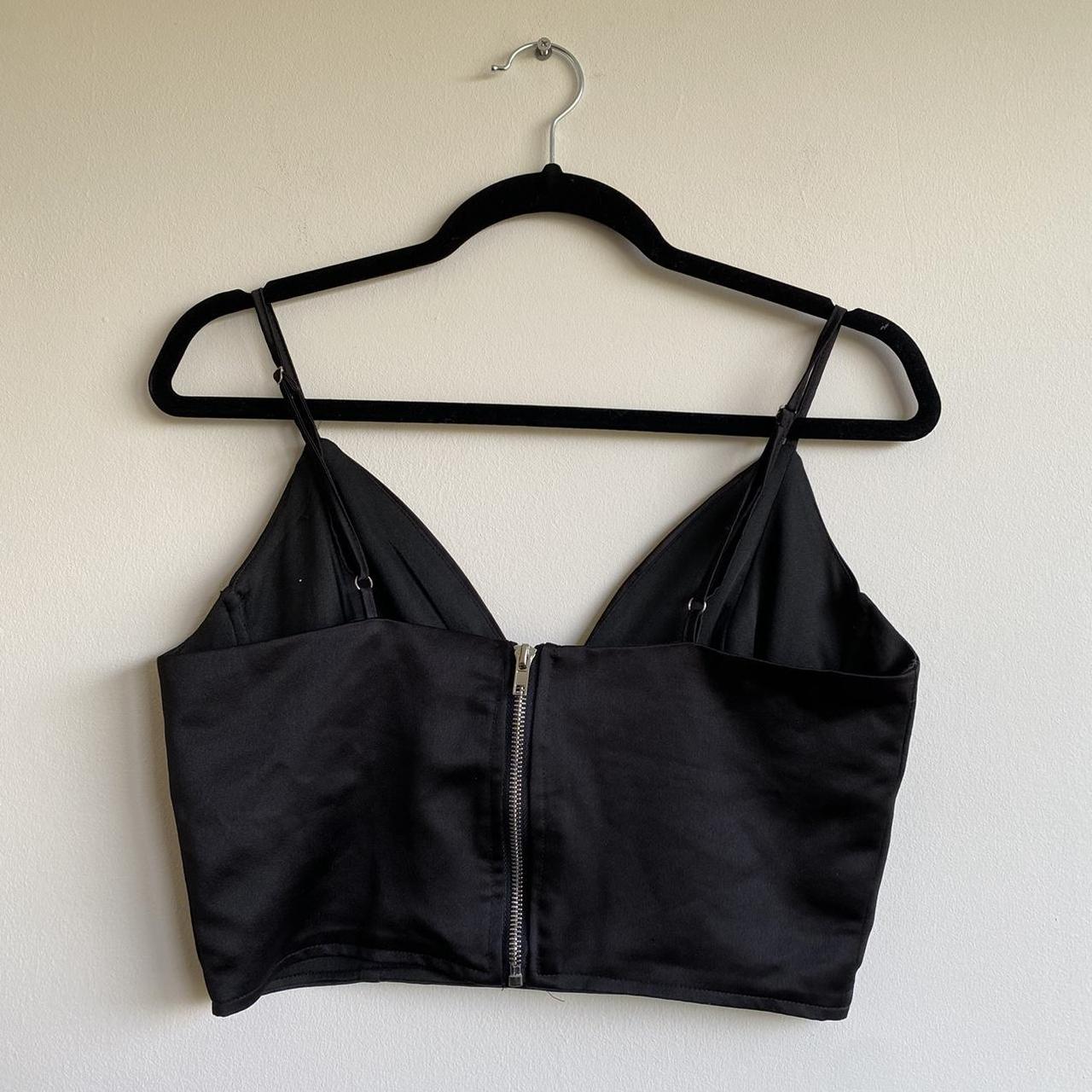 Missguided black satin crop top. Size 10. Could fit... - Depop