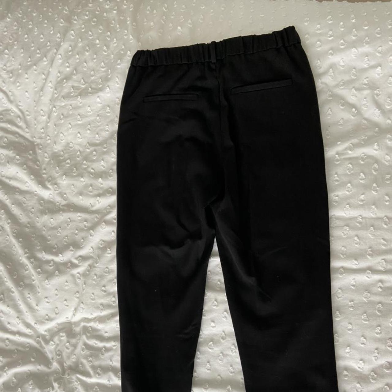 Zara black trousers with white stripe down the outer... - Depop