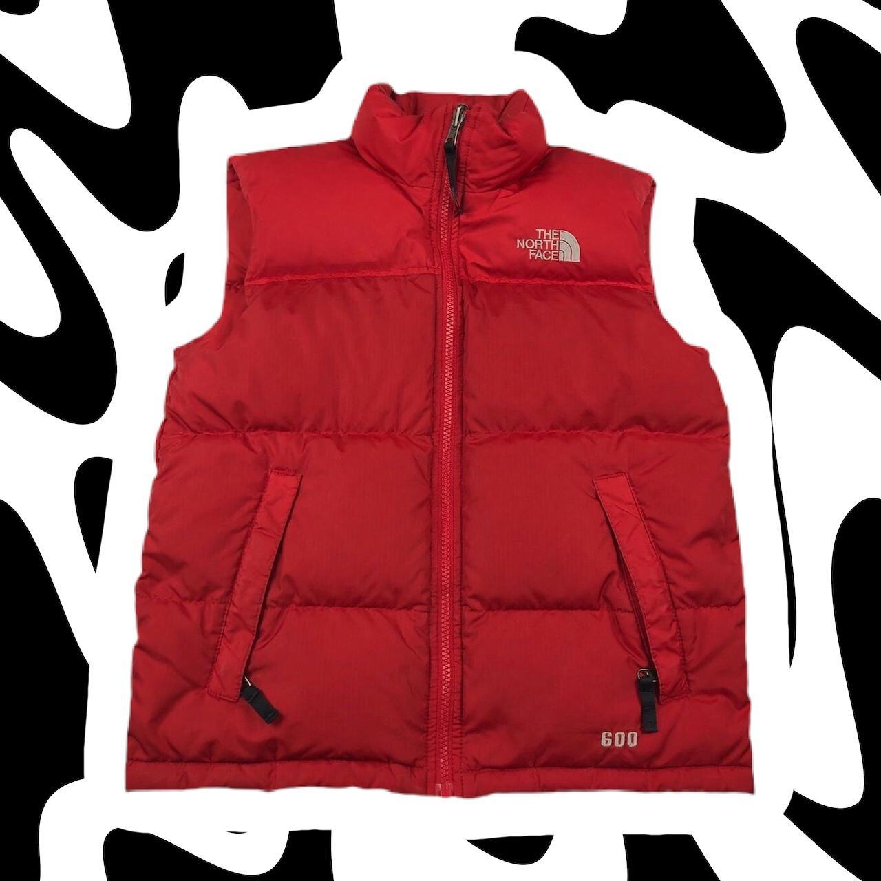 NORTH FACE BODY WARMER 600 down, red + white... Depop