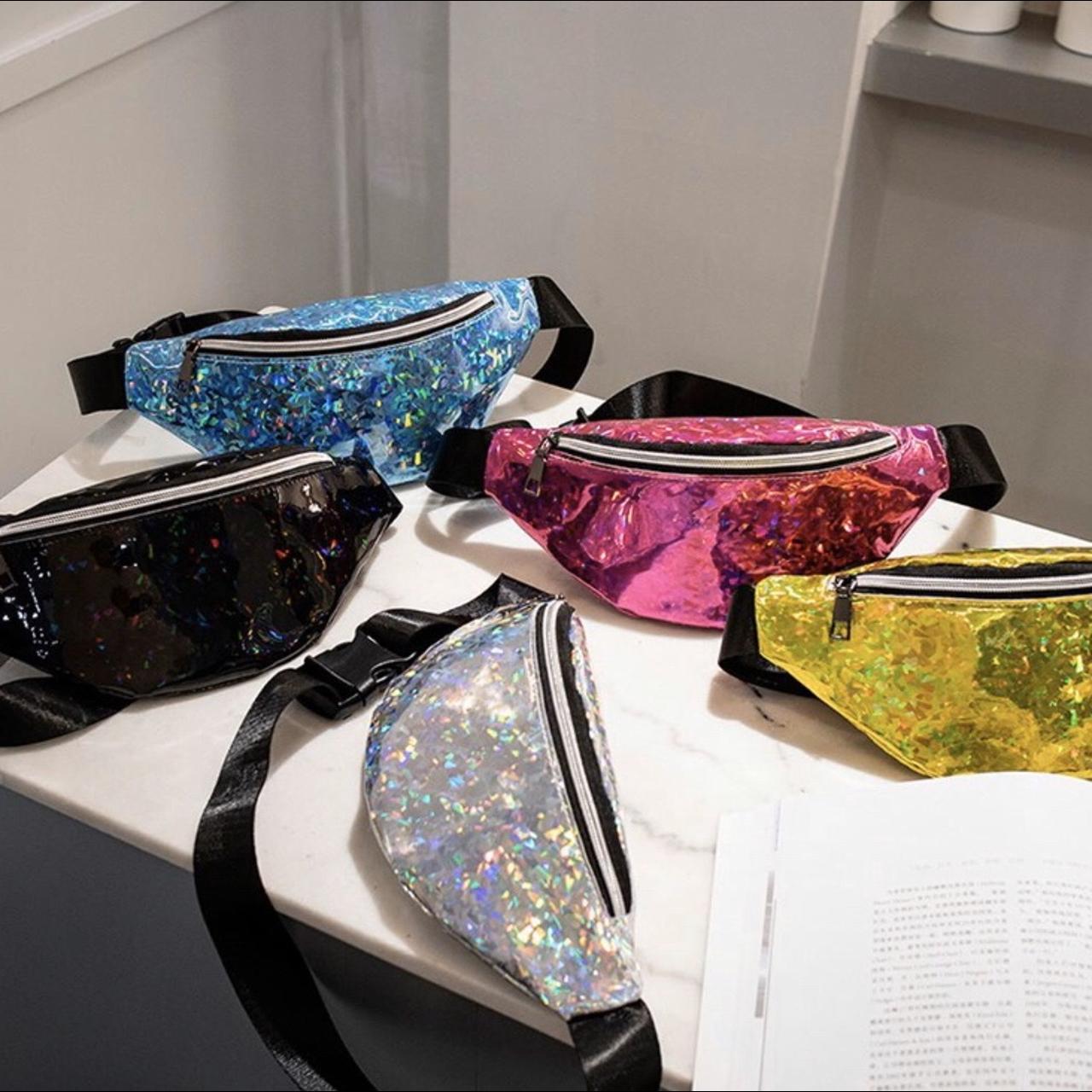 Black holographic bum bag best sale