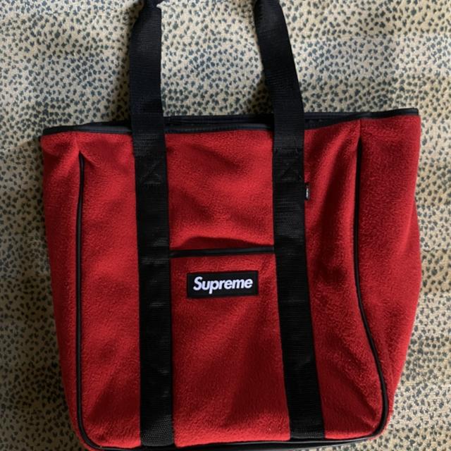 Supreme Polartec fleece tote bag, Red and black, Soft...