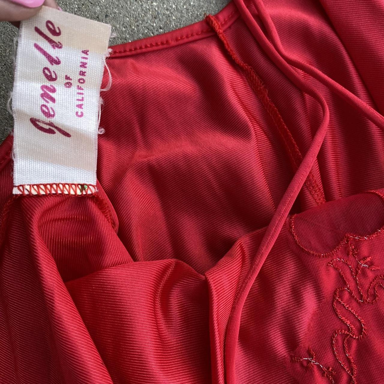 Red lingerie with sheer hears and sheer detailing on... - Depop