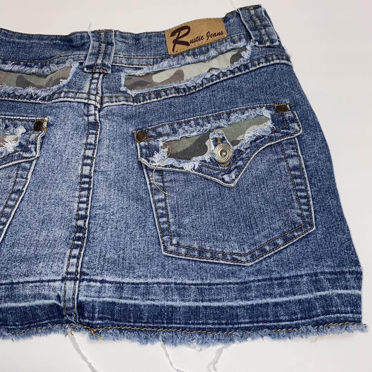 Denim mini skirt with camo print #90s #camo... - Depop