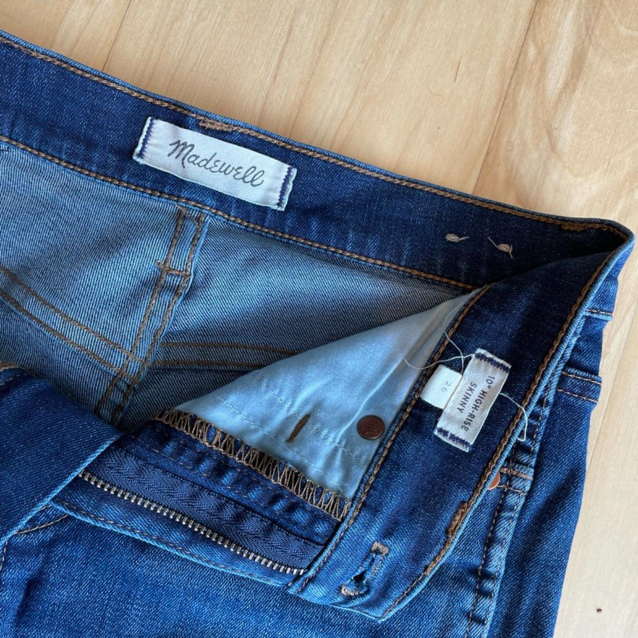 Madewell 10 inch high rise skinny jeans. tiny spot... - Depop